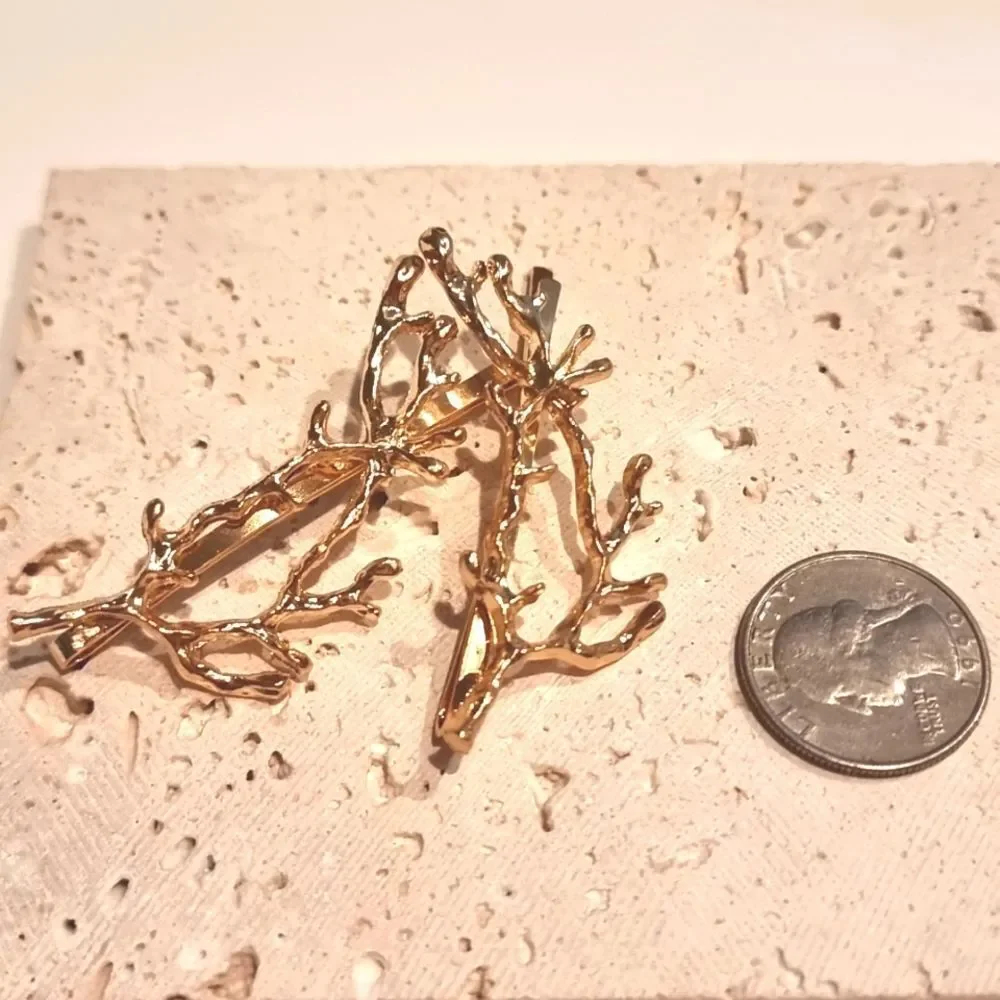 ZARA Gold Coral Branch Hair Clip | NWOT